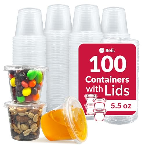 Reli. 5.5 oz Disposable Condiment Containers with Lids - 100 Sets