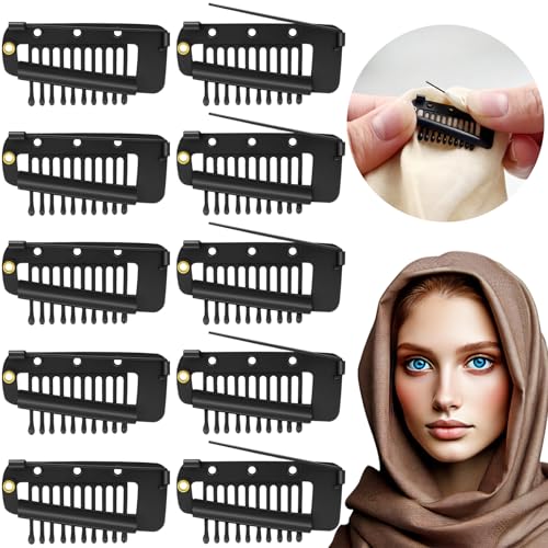 10 Pcs Safety Pin Hair Clips for Secure Headscarf & Accessories