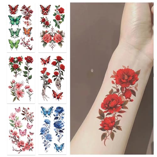 96PCS Flower Temporary Tattoos - Waterproof Stickers for Body Art