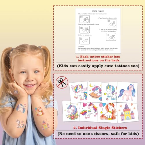 104 PCS Unicorn Temporary Tattoos for Kids - Safe & Fun Party Favors