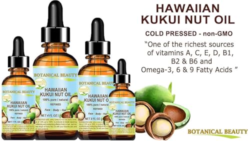 Botanical Beauty 100% Pure Cold-Pressed Hawaiian Kukui Nut Oil, 1 Fl Oz