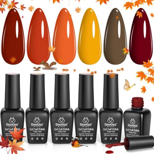 Beetles Fall Gel Polish Set - 6 Autumn Colors for Nail Art