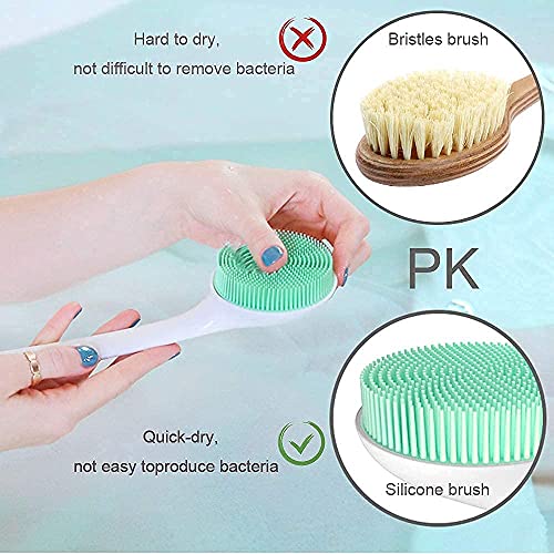 V-TOP 2 Pack Shower Tub Stopper & Silicone Back Scrubber with Long Handle