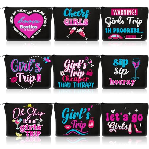 Neon Girls Trip Makeup Bags - 9 Pcs Friendship Gift Set