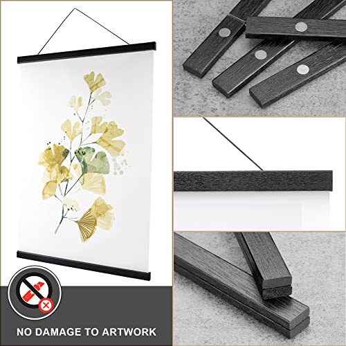 WITCOLOR Magnetic Black Wood Poster Frame Hanger - 11"