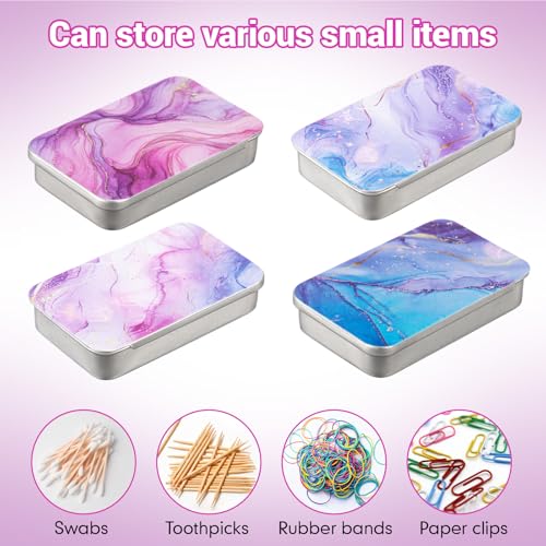 Moxweyeni Marble Pattern Travel Dental Floss Picks Case Refillable 4 Pack