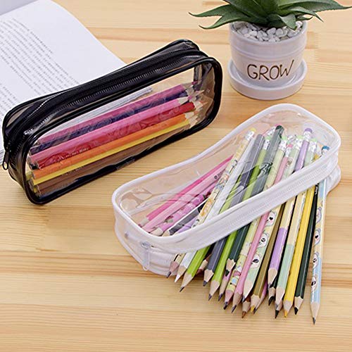 2-Pack Clear PVC Zipper Pencil Case - Cosmetic & Travel Bag