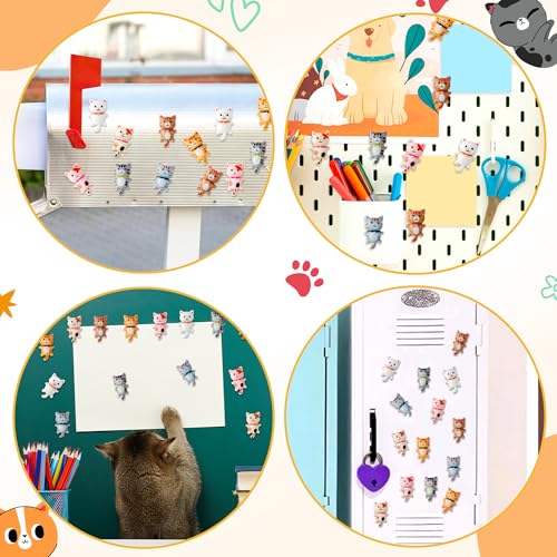 WATINC 14PCS 3D Cute Cat Fridge Magnets - Strong Magnetic Decorations