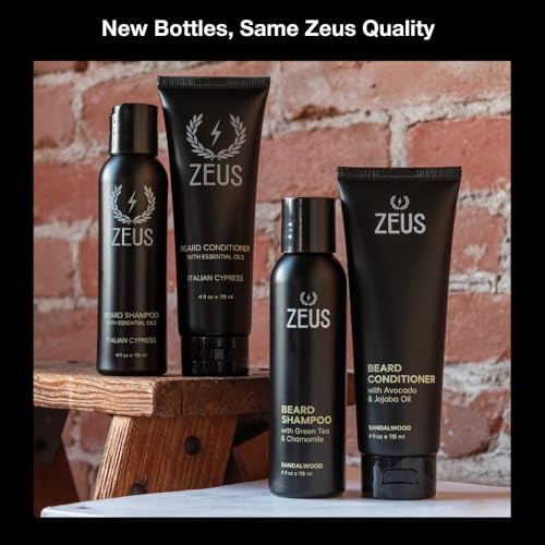ZEUS Beard Shampoo with Essential Oils - Italian Cypress 4 oz. for Strong, Healthy Beard