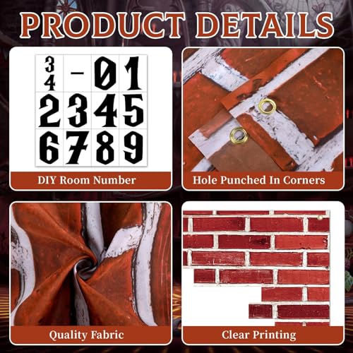 Magical Red Brick Wall Door Cover for Halloween & Parties