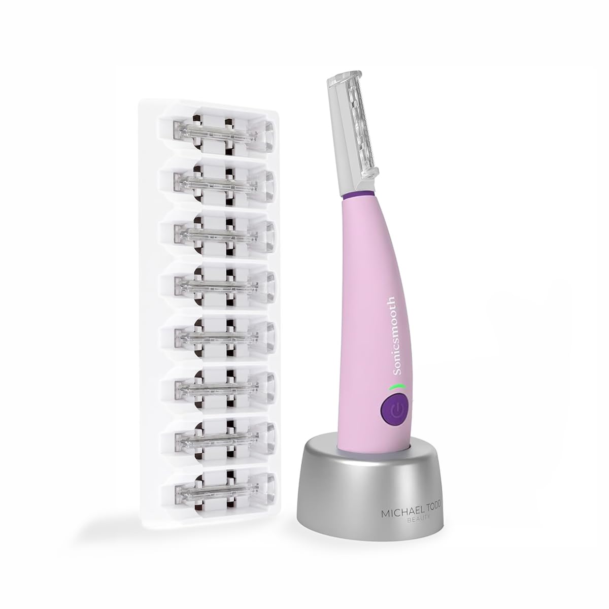 Michael Todd Beauty | Sonicsmooth Dermaplane Razor for Women - Face & Eyebrow Trimmer - 8 Weeks of Blades