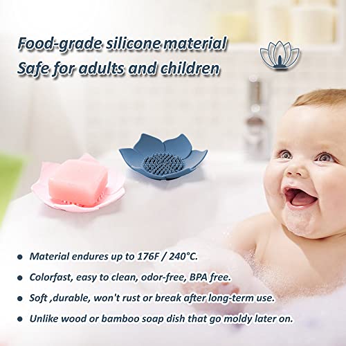 Silicone Soap Tray Holder with Automatic Drainage - 4 Pack