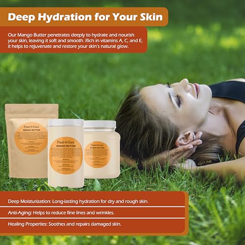 Plant Guru 100% Pure Raw Mango Butter 16 oz - Natural Skin & Hair Care