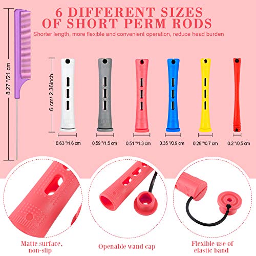 WILLBOND Hair Perm Rods Set - 72 Plastic Curling Rollers with Comb
