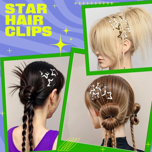 YGDZ 30 PCS 1.61" Star Hair Clips, Y2K Accessories, Silver Clips for