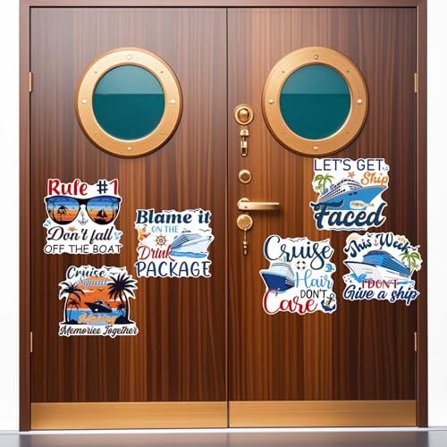 6 Pack Funny Cruise Ship Door Magnets - Sea Navigation Designs