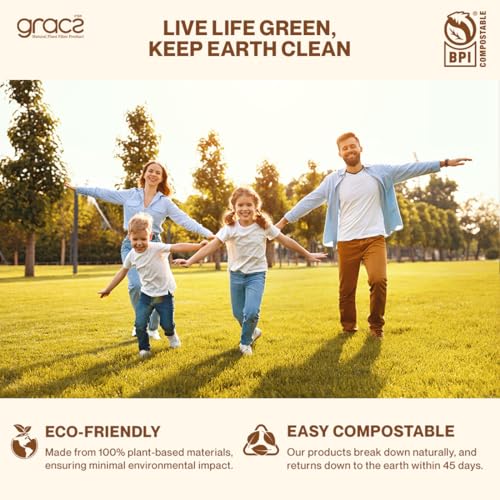 Gracz Compostable Disposable Paper Plates - 9 Inch, 50 Pcs