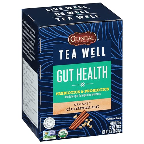 Celestial Seasonings TeaWell Organic Gut Health Herbal Tea - Cinnamon Oat, 24 Count