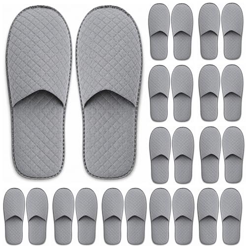 Disposable Travel Slippers 18 Pairs - Soft Hotel & Spa Guest Footwear, Individually Wrapped, Gray, 11x4.6 Inches