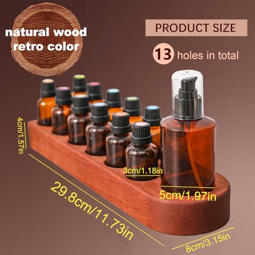 Wisnewth Wooden Essential Oil Holder with 13 Holes for Desktop