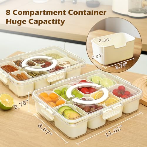 QOGRAM 8-Compartment Snack Box with Lid - Portable Snack Organizer for Travel & Parties