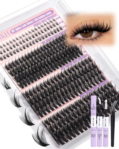 YDAGKH 60D+80D+100D Spiky Volume Lash Clusters Kit with Bottom Lashes & Clear Glue