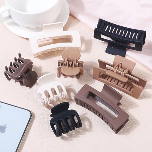 8 Pcs Durable Hair Claw Clips Set for Thick & Curly Hair