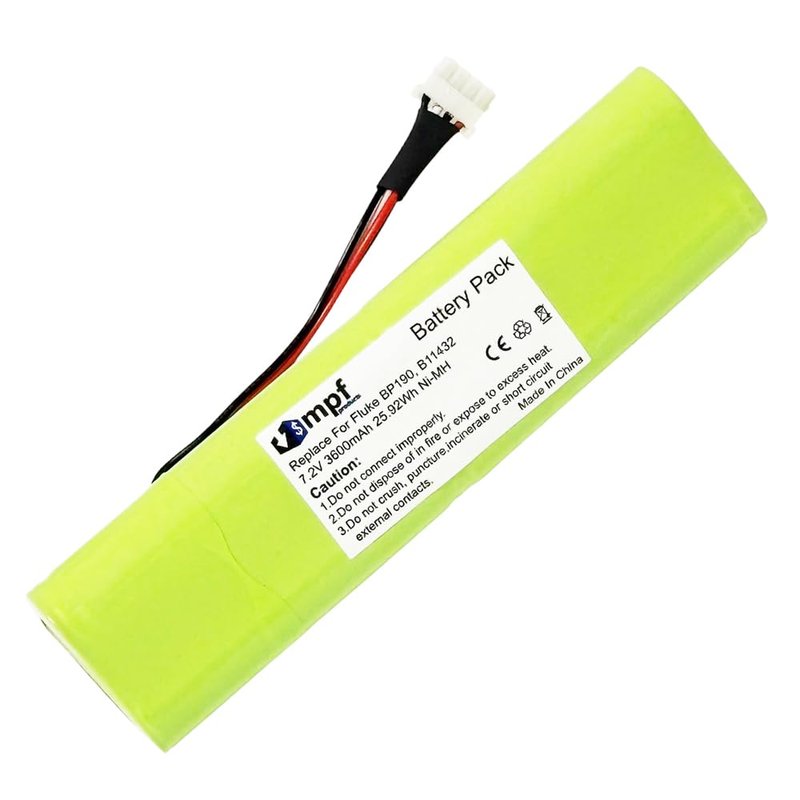 MPF Products 3600mAh BP190, BP-190, B11432 Battery Replacement Compatible with Fluke ScopeMeter 192, 192B, 196, 196B, 196C, 199, 199B, 199C, Analyzer 433, 434, 435