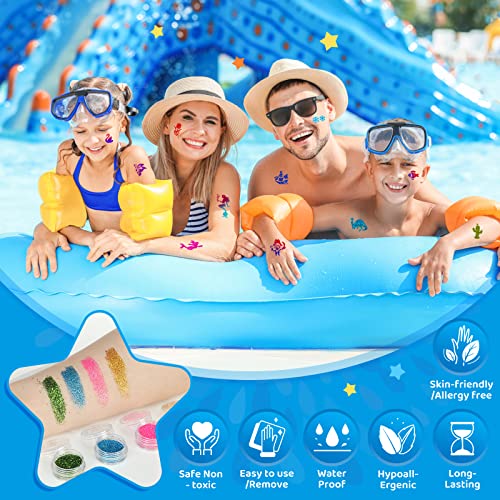 Bledras Temporary Glitter Tattoo Kit for Kids & Adults - 30 Colors & 147 Stencils