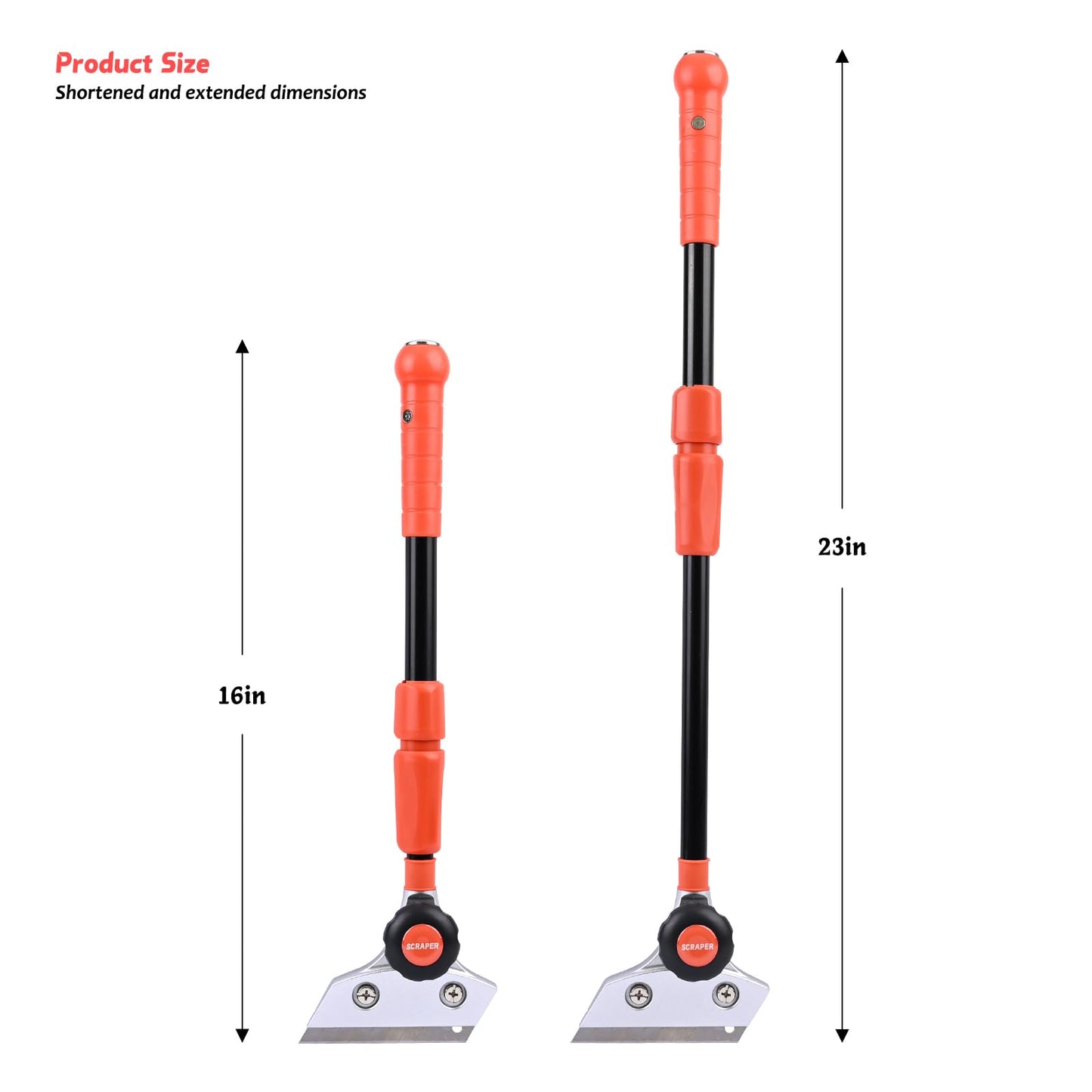 EHDIS Retractable Razor Blade Scraper Long Handle Heavy Duty Floor Scraper with Rotatable Head and 10pcs Replace Blades for Cleaning Glass, Tile, Floor, Wall,Door
