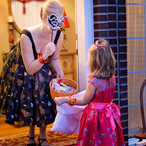 WILLBOND 20-Pack Halloween Scrunchies - Pumpkin, Skull & Spider Designs