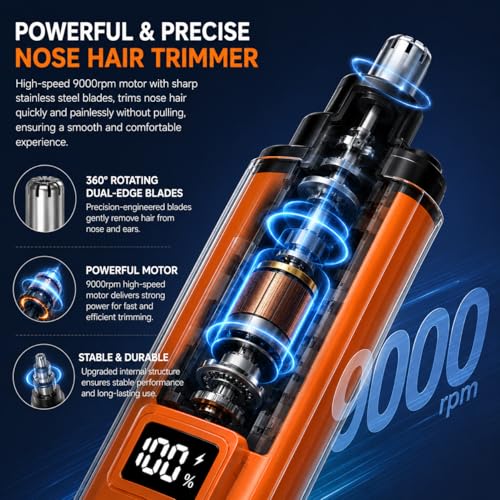 Electric Nose Hair Trimmer for Men Women, Rechargeable Mini Travel Trimmer for Nose and Ear Hair Clippers Portable Trimming with LED Display, Father¡¯s Day Gift