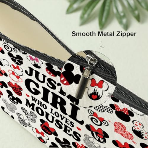 Just A Girl Loves Mouse Cartoon Makeup Bag Decohim Cute Gift for Women Girls