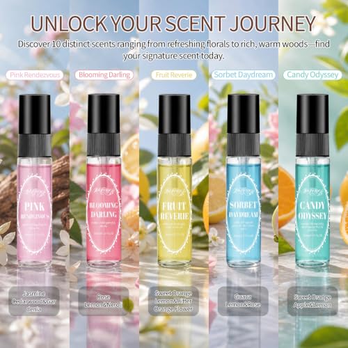 InkForge 10P White Mini Perfume Sampler Set - 10x5ml Women's Fragrance Discovery Kit