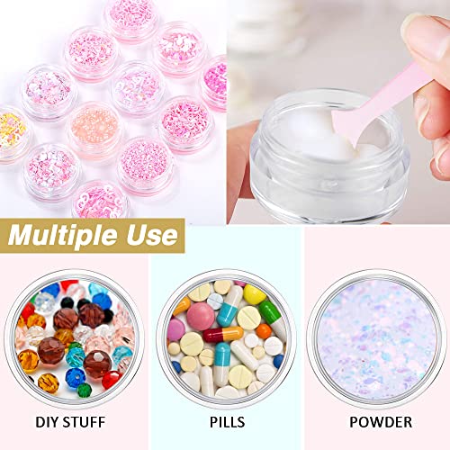 12 Pack 4oz & 2oz Plastic Jars with Black Lids for Lip Scrub
