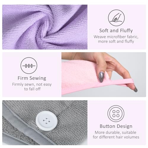 Microfiber Hair Towel 2 Pack - Absorbent Turban for Quick Drying