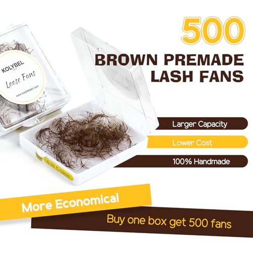 Kolybel 500 Premade Lash Fans 10D 0.07 C Curl Brown 12mm