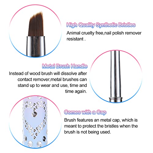 INENK Nail Art Clean Up Brushes Set - Round & Angled Tips for Precision