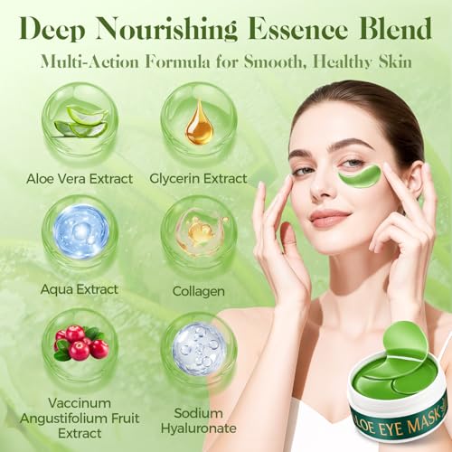 Nexkayee Aloe Vera Under Eye Patches for Dark Circles & Puffiness