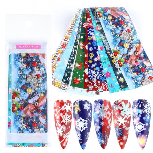 Tyuimhx Christmas Nail Foil Transfer Stickers 10 Sheets – Starry Sky Xmas Nail Art