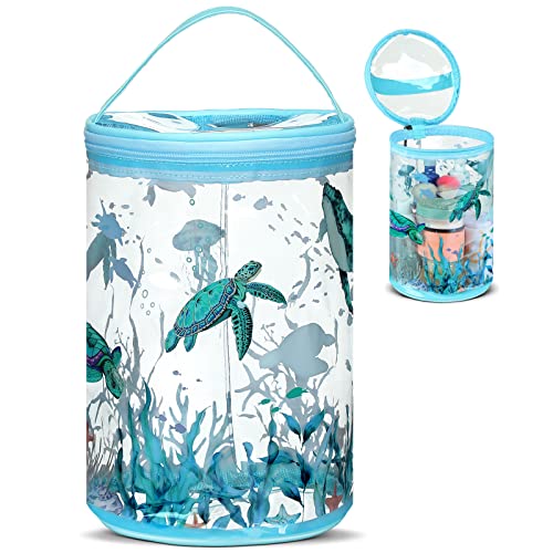Sanwuta Clear Waterproof Travel Toiletry Bag, Ocean Pattern Cosmetic Pouch