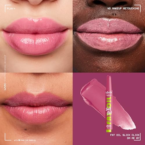 NYX PROFESSIONAL MAKEUP Fat Oil Slick Lip Balm - 0.07oz, Vegan, Buildable, Click Packaging - Shade DM Me