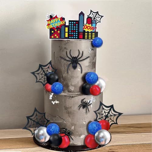 Spider City Theme Cake Topper Set - 38pcs Birthday Decorations