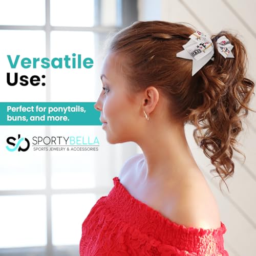 Sportybella Gymnastics Hair Bow for Girls – 4.5 Inch Colorful Ponytail Holder & Elastics, Perfect Gift for Gymnasts & Teams