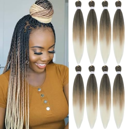 Msloosily 20-Inch Pre-Stretched Braiding Hair - 8 Packs, 1B/27/613 Ombre