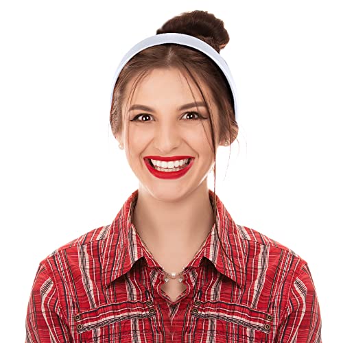 36 Pcs White Satin Headbands - 1 Inch Wide Non-Slip Hair Accessories