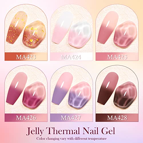 Jelly Pink Color Changing Gel Nail Polish Set - 6 Bottles