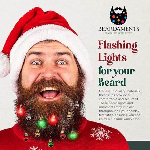 Christmas Beard Lights - Colorful Ornaments with Easy Clips - 16pc