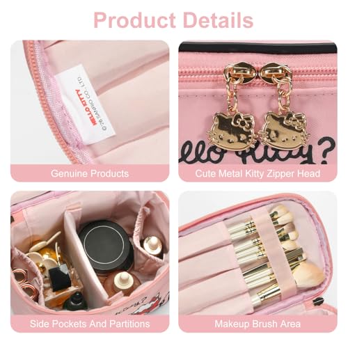 Vimanllie Hello Kitty Large Travel Makeup Bag, Waterproof Cosmetic Organizer