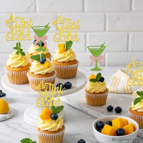 A Tini Bit Older Cupcake Toppers - 24 Pcs Gold Glitter Picks